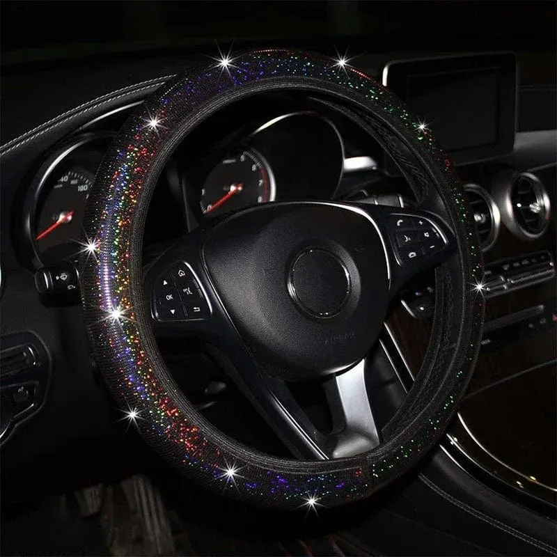 Bling Bling Diamant Strass Auto Lenkradbezug 37/38cm Auto Innenausstattung Damen Hülle Auto Styling Vier Jahreszeiten
