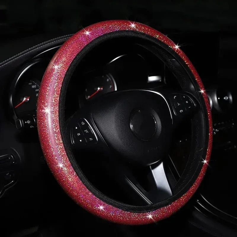 Bling Bling Diamant Strass Auto Lenkradbezug 37/38cm Auto Innenausstattung Damen Hülle Auto Styling Vier Jahreszeiten