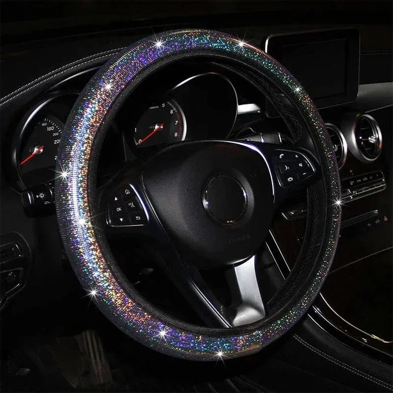 Bling Bling Diamant Strass Auto Lenkradbezug 37/38cm Auto Innenausstattung Damen Hülle Auto Styling Vier Jahreszeiten