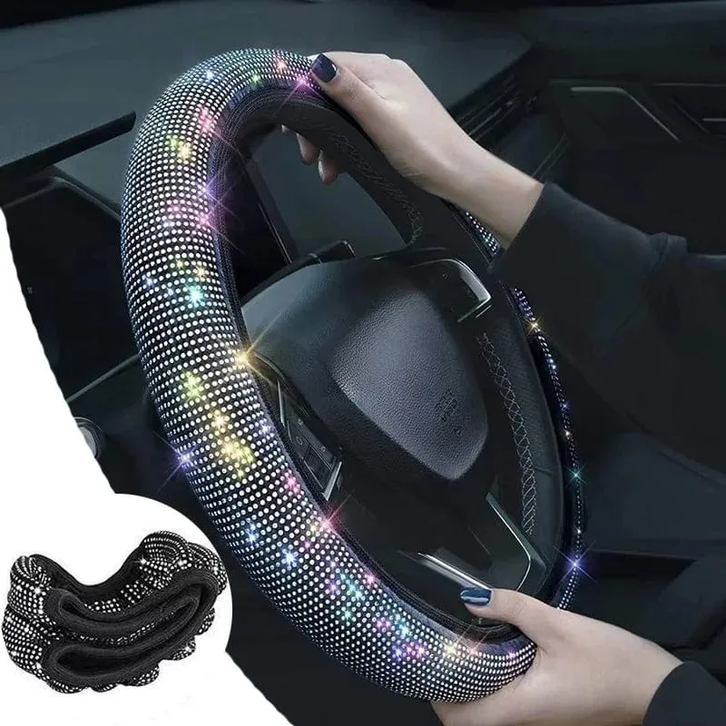 Bling Bling Diamant Strass Auto Lenkradbezug 37/38cm Auto Innenausstattung Damen Hülle Auto Styling Vier Jahreszeiten