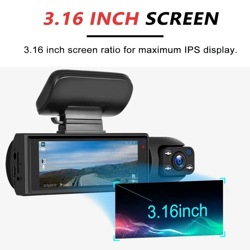 Auto-DVR Weitwinkel 2-Aufnahme High-Definition-Nachtsicht 1080P Fahrrekorder Saugnapf 2-Objektiv Auto Front- und Innenvideo