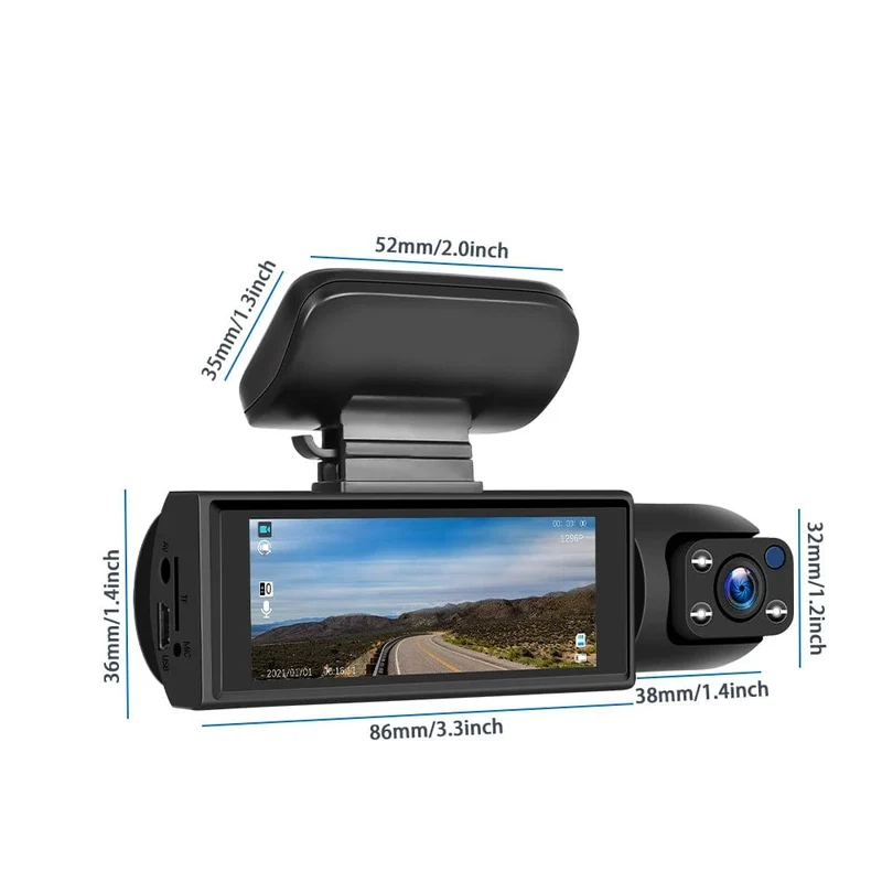 Auto-DVR Weitwinkel 2-Aufnahme High-Definition-Nachtsicht 1080P Fahrrekorder Saugnapf 2-Objektiv Auto Front- und Innenvideo