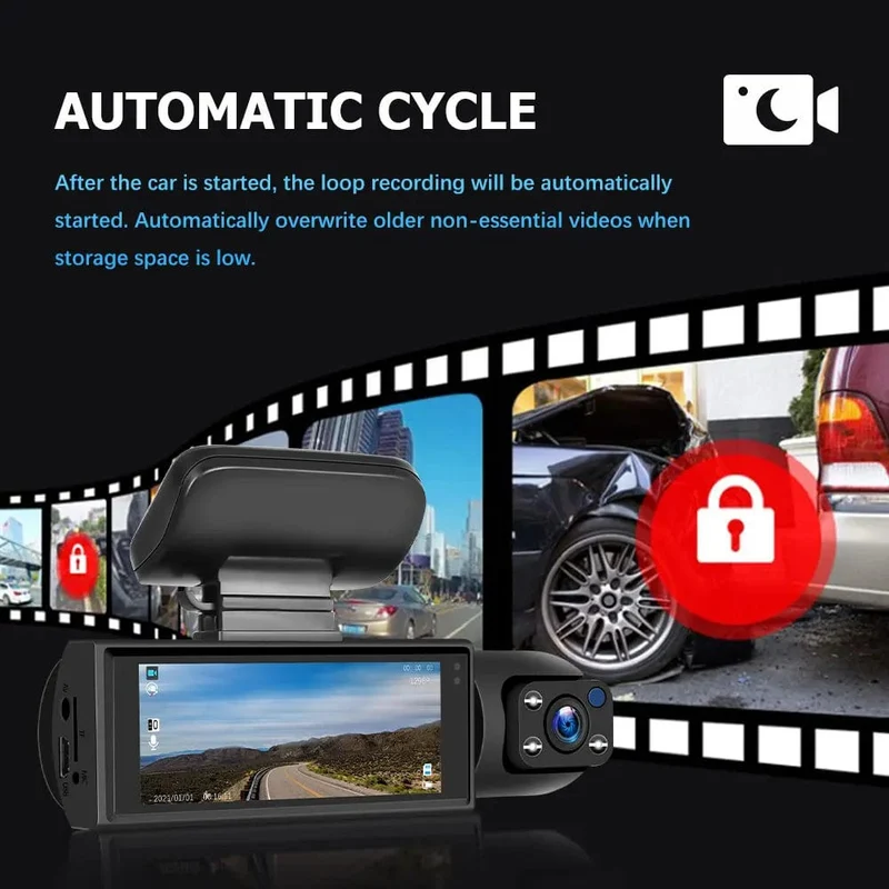 Auto-DVR Weitwinkel 2-Aufnahme High-Definition-Nachtsicht 1080P Fahrrekorder Saugnapf 2-Objektiv Auto Front- und Innenvideo
