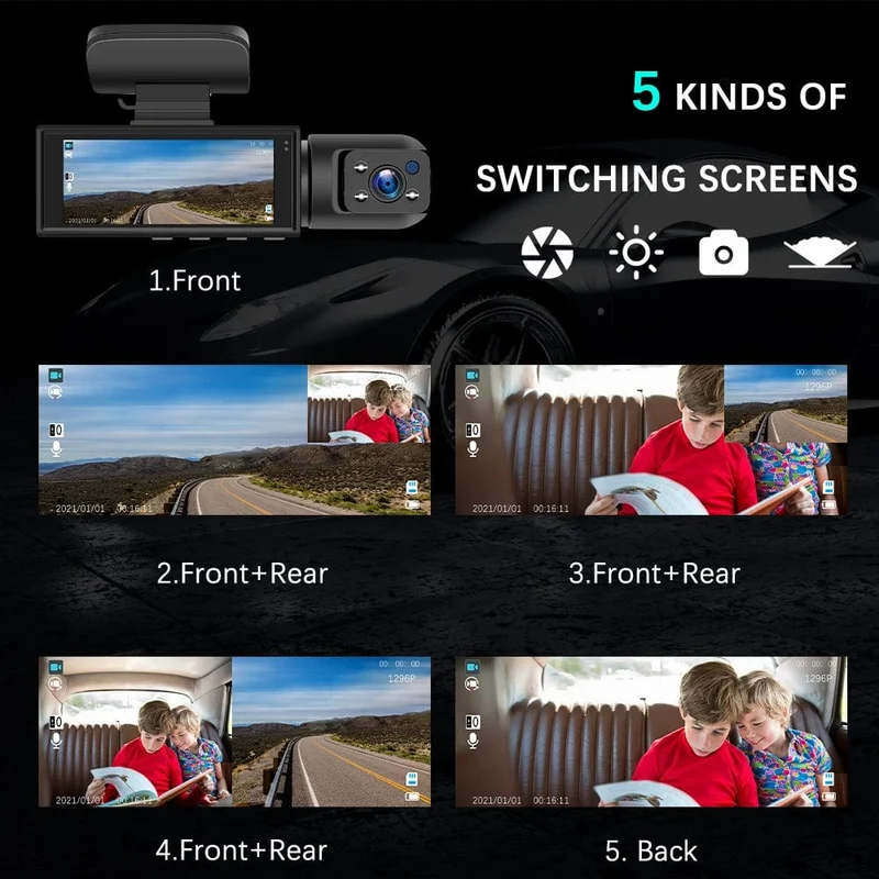 Auto-DVR Weitwinkel 2-Aufnahme High-Definition-Nachtsicht 1080P Fahrrekorder Saugnapf 2-Objektiv Auto Front- und Innenvideo