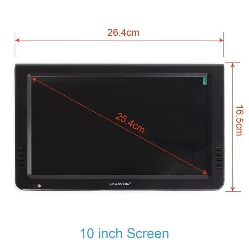 LEADSTAR 10 Zoll HD Tragbarer Fernseher DVB-T2 ATSC ISDB-T tdt Digitaler und analoger Mini-Kleinwagenfernseher Unterstützt USB SD MP4 H.265 AC3