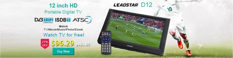 LEADSTAR 10 Zoll HD Tragbarer Fernseher DVB-T2 ATSC ISDB-T tdt Digitaler und analoger Mini-Kleinwagenfernseher Unterstützt USB SD MP4 H.265 AC3