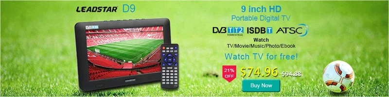 LEADSTAR 10 Zoll HD Tragbarer Fernseher DVB-T2 ATSC ISDB-T tdt Digitaler und analoger Mini-Kleinwagenfernseher Unterstützt USB SD MP4 H.265 AC3