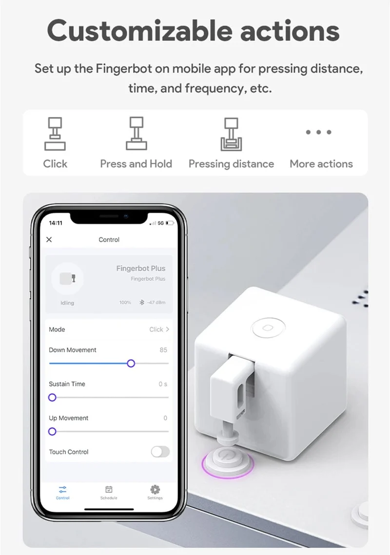 Tuya Zigbee Smart Fingerbot Plus Roboter-Tastendrücker-Schalter-Bot Smart Home Smart Life App Funktioniert mit Alexa Google Assistant