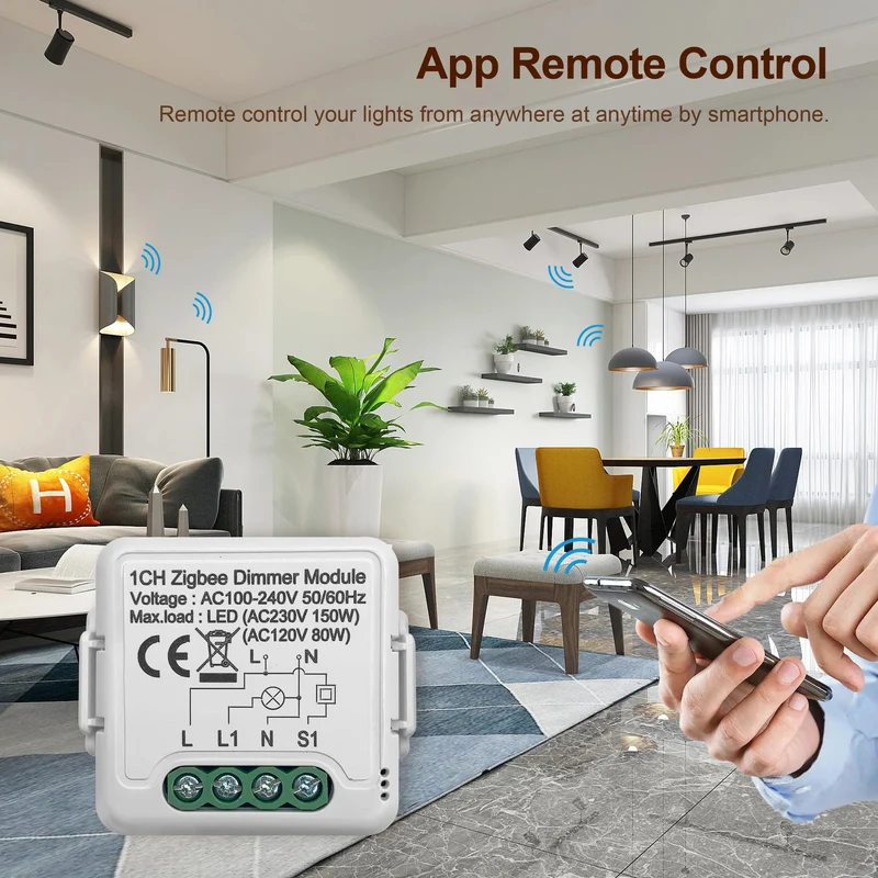 GIRIER Tuya ZigBee 3.0 Smart Dimmerschaltermodul 10 A, unterstützt dimmbaren Schalter mit 2-Wege-Steuerung, funktioniert mit Alexa Alice Google Home