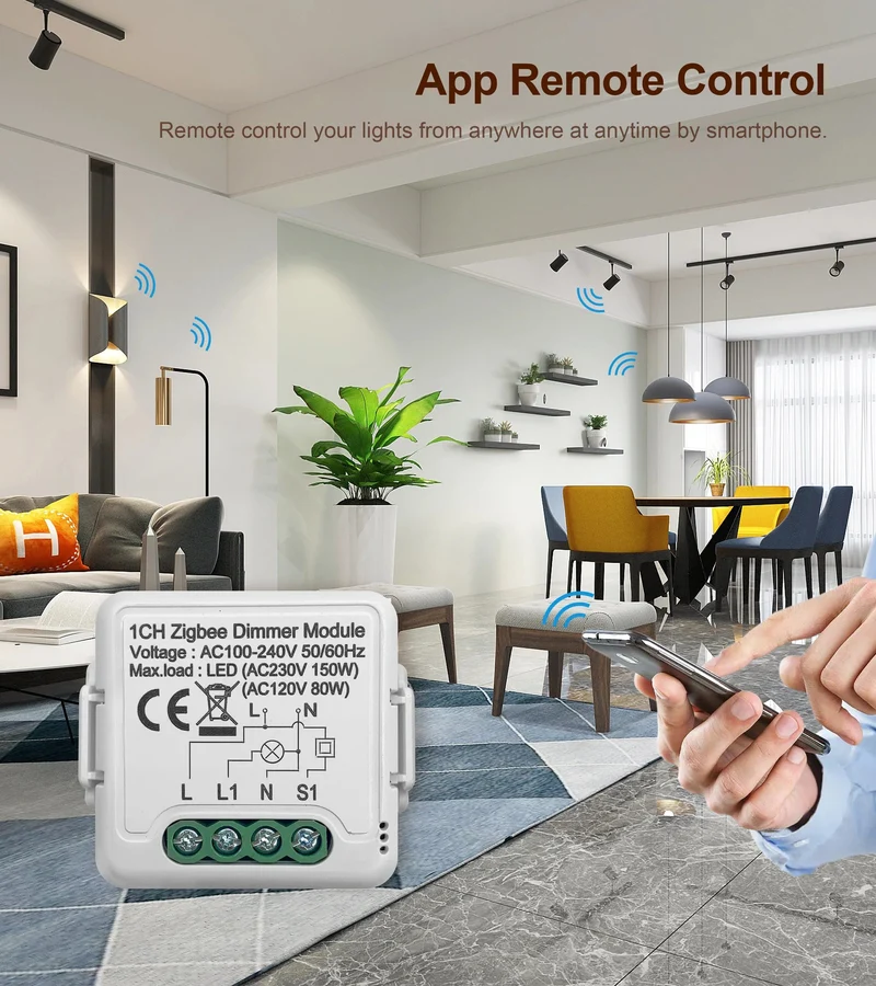 GIRIER Tuya ZigBee 3.0 Smart Dimmerschaltermodul 10 A, unterstützt dimmbaren Schalter mit 2-Wege-Steuerung, funktioniert mit Alexa Alice Google Home