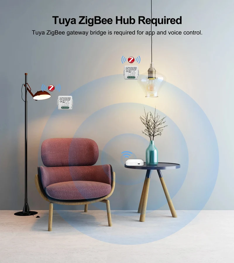 GIRIER Tuya ZigBee 3.0 Smart Dimmerschaltermodul 10 A, unterstützt dimmbaren Schalter mit 2-Wege-Steuerung, funktioniert mit Alexa Alice Google Home