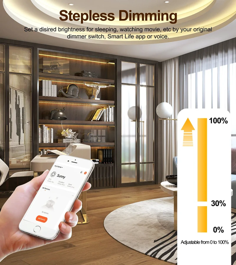 GIRIER Tuya ZigBee 3.0 Smart Dimmerschaltermodul 10 A, unterstützt dimmbaren Schalter mit 2-Wege-Steuerung, funktioniert mit Alexa Alice Google Home