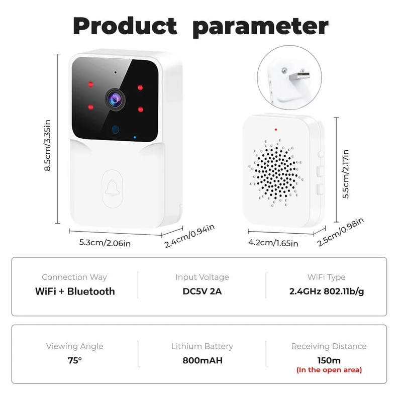 Tuya WiFi Video Türklingel Drahtlose HD Kamera IR Alarm Sicherheit Smart Home Türklingel WiFi Gegensprechanlage für Zuhause