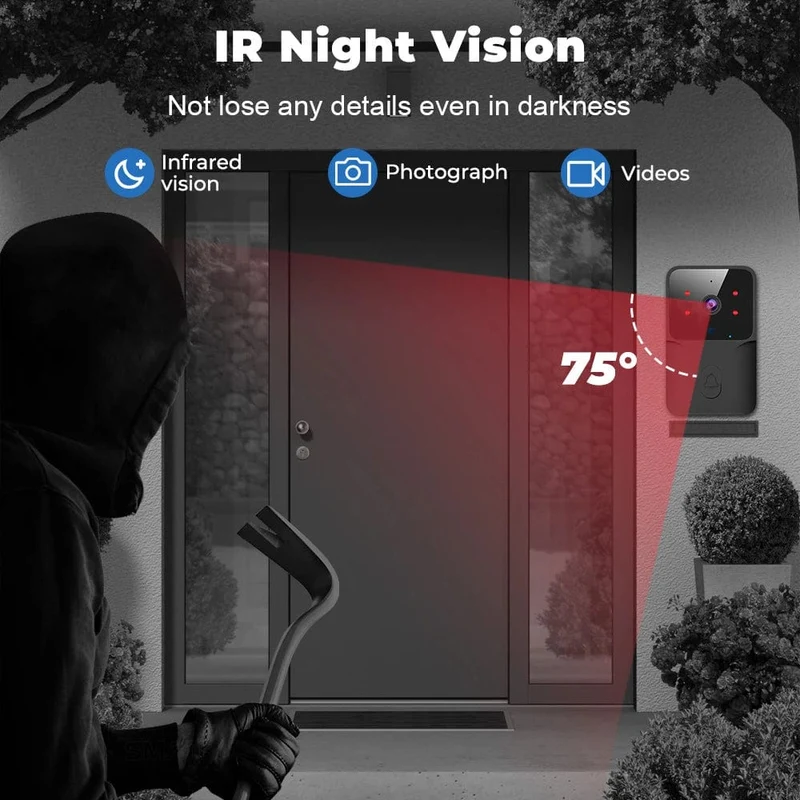 Tuya WiFi Video Türklingel Drahtlose HD Kamera IR Alarm Sicherheit Smart Home Türklingel WiFi Gegensprechanlage für Zuhause