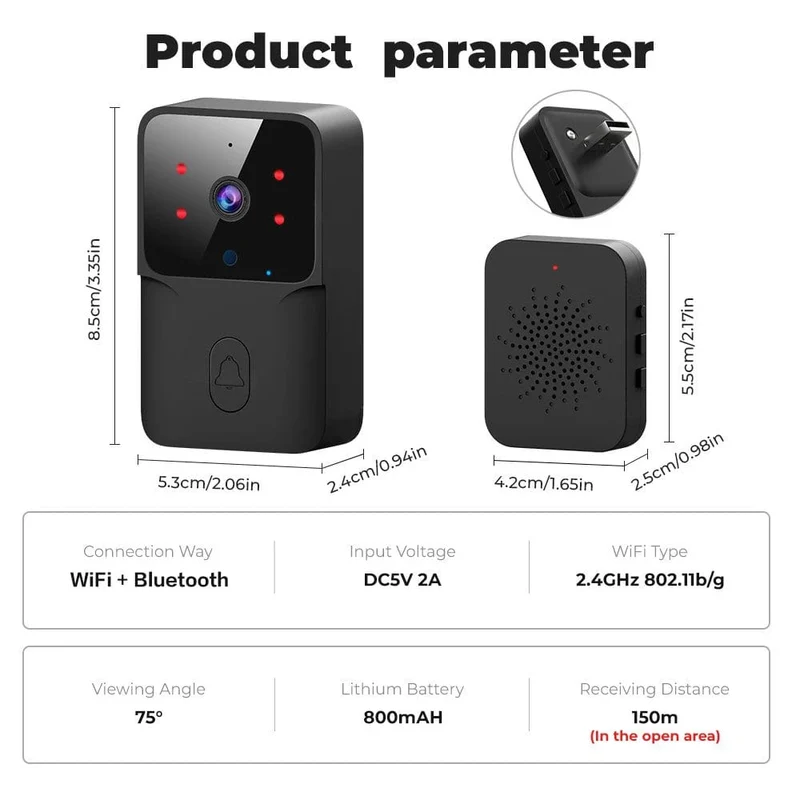 Tuya WiFi Video Türklingel Drahtlose HD Kamera IR Alarm Sicherheit Smart Home Türklingel WiFi Gegensprechanlage für Zuhause
