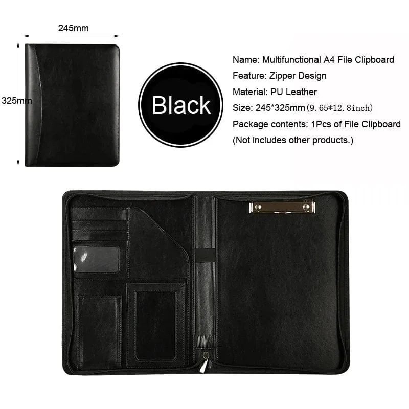 Universität A4 Leder Portfolio Ordner für Dokument Halter Schreibtisch Organizer Mann Executive Aktentasche Reißverschluss Taschenrechner für Büro
