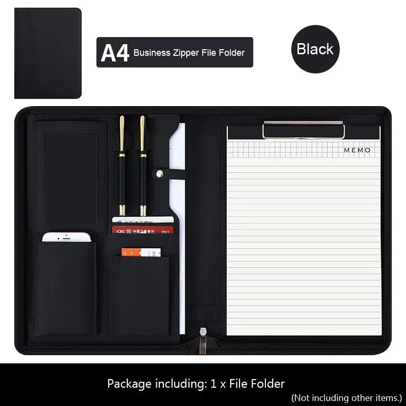 Universität A4 Leder Portfolio Ordner für Dokument Halter Schreibtisch Organizer Mann Executive Aktentasche Reißverschluss Taschenrechner für Büro