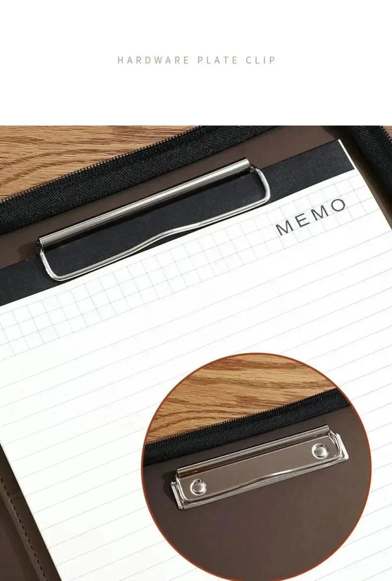 Universität A4 Leder Portfolio Ordner für Dokument Halter Schreibtisch Organizer Mann Executive Aktentasche Reißverschluss Taschenrechner für Büro