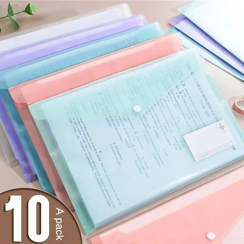 10 Stück Aktentasche Kunststoff 16C A4 Papieraufbewahrungsordner PP Transparent Portfolio Richtlinien Aktentasche mit Etikett Wasserdichte Aktentasche