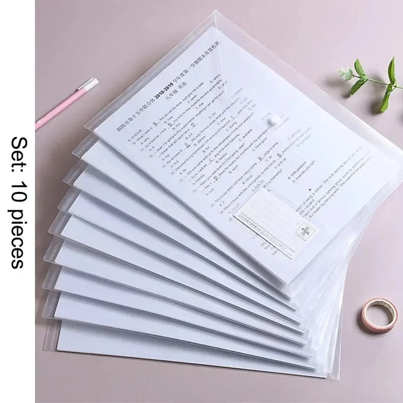 10 Stück Aktentasche Kunststoff 16C A4 Papieraufbewahrungsordner PP Transparent Portfolio Richtlinien Aktentasche mit Etikett Wasserdichte Aktentasche