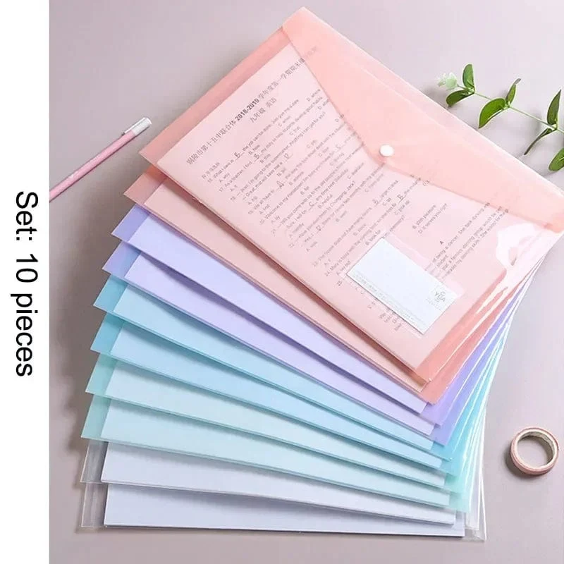 10 Stück Aktentasche Kunststoff 16C A4 Papieraufbewahrungsordner PP Transparent Portfolio Richtlinien Aktentasche mit Etikett Wasserdichte Aktentasche