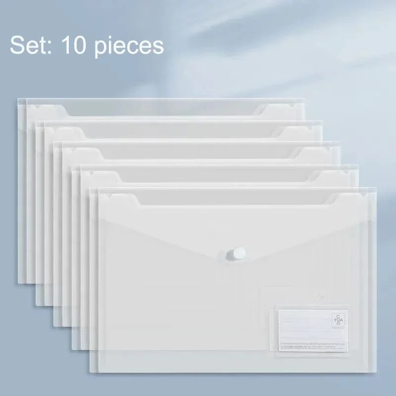 10 Stück Aktentasche Kunststoff 16C A4 Papieraufbewahrungsordner PP Transparent Portfolio Richtlinien Aktentasche mit Etikett Wasserdichte Aktentasche