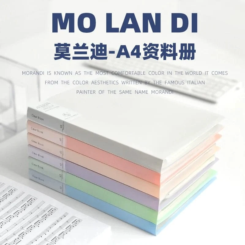 JIANWU A4 Morandi Aktentasche 100 Seiten Datenbuch Großraum-Aktenordner Portfolio Büromaterial