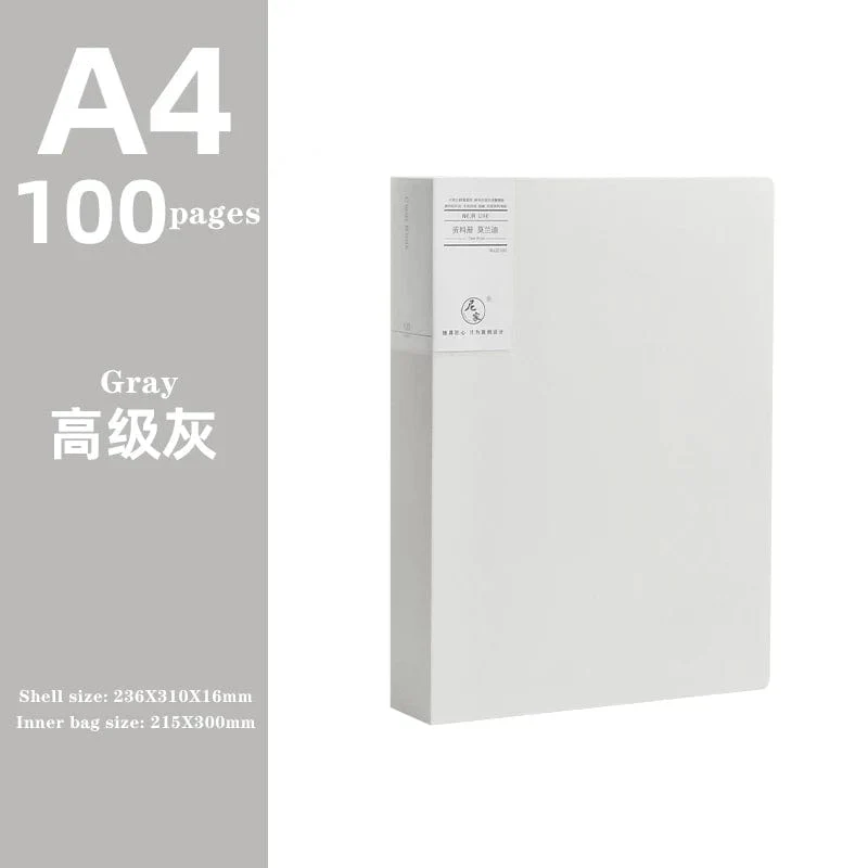 JIANWU A4 Morandi Aktentasche 100 Seiten Datenbuch Großraum-Aktenordner Portfolio Büromaterial