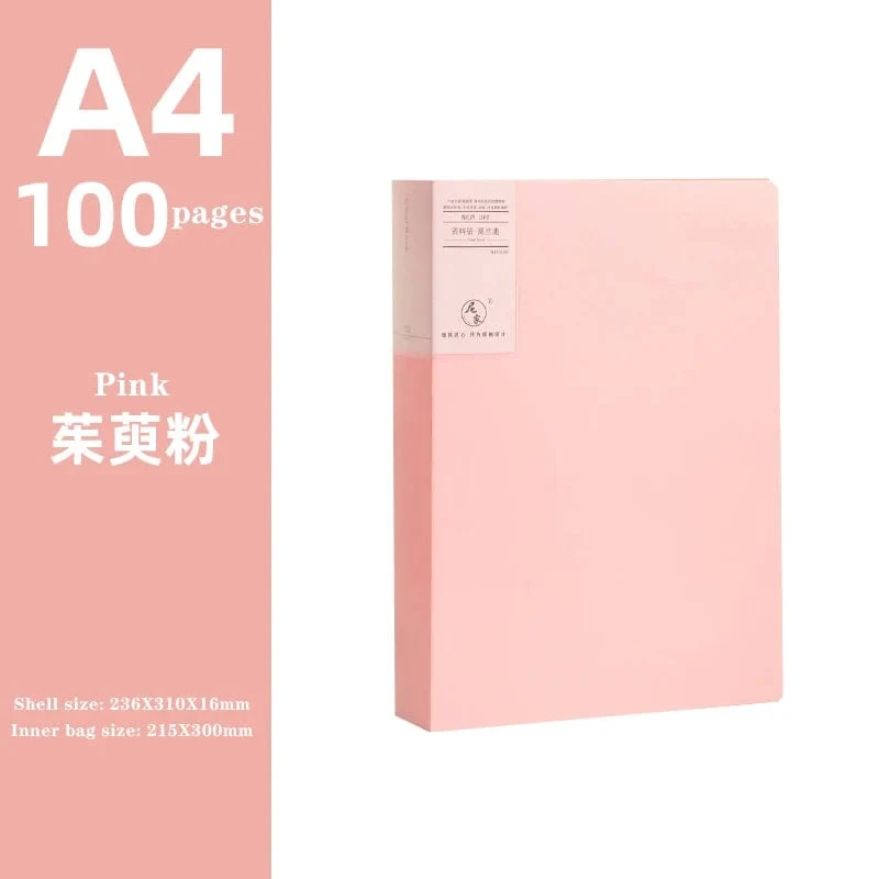 JIANWU A4 Morandi Aktentasche 100 Seiten Datenbuch Großraum-Aktenordner Portfolio Büromaterial
