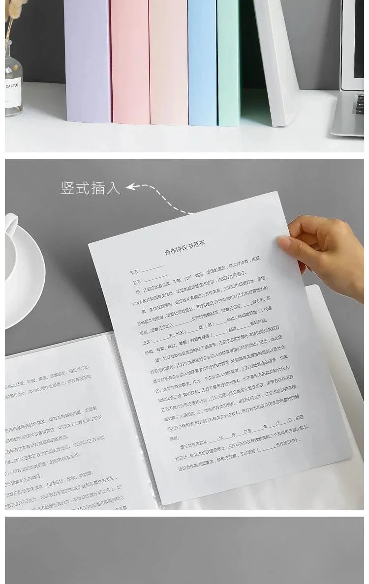 JIANWU A4 Morandi Aktentasche 100 Seiten Datenbuch Großraum-Aktenordner Portfolio Büromaterial