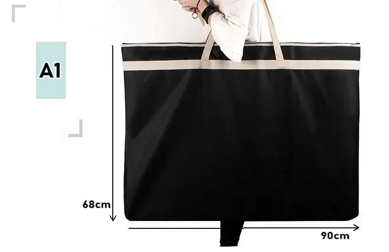 Große Aktentasche, A1, Papier-Organizer, Zeichnungen, Dokumententasche, schwarz, A1, Reißverschlusstasche, A2, Dokumentenaufbewahrung, Kunstportfolio-Tasche