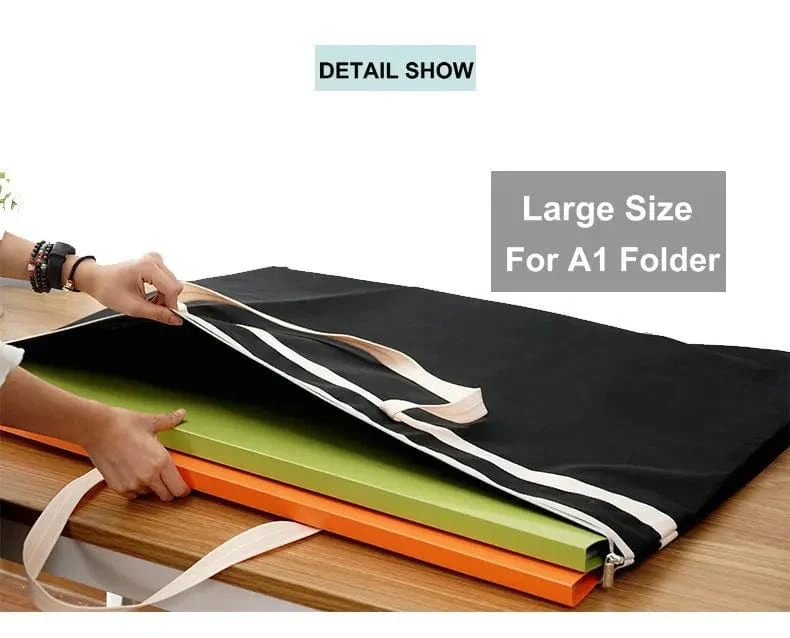 Große Aktentasche, A1, Papier-Organizer, Zeichnungen, Dokumententasche, schwarz, A1, Reißverschlusstasche, A2, Dokumentenaufbewahrung, Kunstportfolio-Tasche