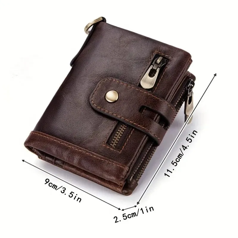 100% echtes Leder RFID Männer Rindsleder Geldbörsen Geldbörse Kleine Mini Karte Halter Kette PORTFOLIO Portomonee Männlichen Brieftasche Tasche