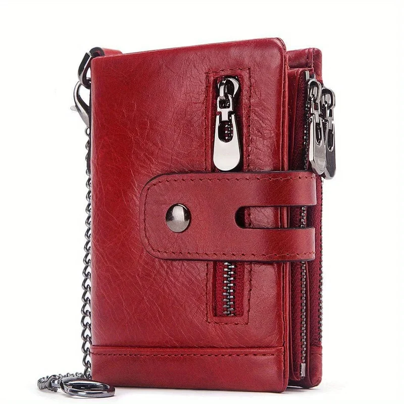 100% echtes Leder RFID Männer Rindsleder Geldbörsen Geldbörse Kleine Mini Karte Halter Kette PORTFOLIO Portomonee Männlichen Brieftasche Tasche