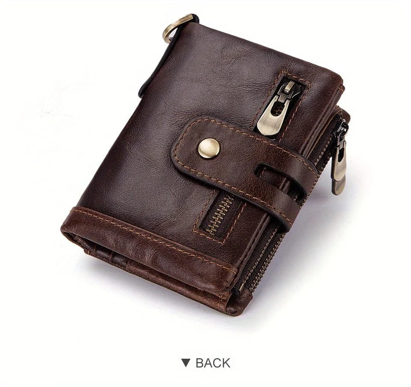 100% echtes Leder RFID Männer Rindsleder Geldbörsen Geldbörse Kleine Mini Karte Halter Kette PORTFOLIO Portomonee Männlichen Brieftasche Tasche