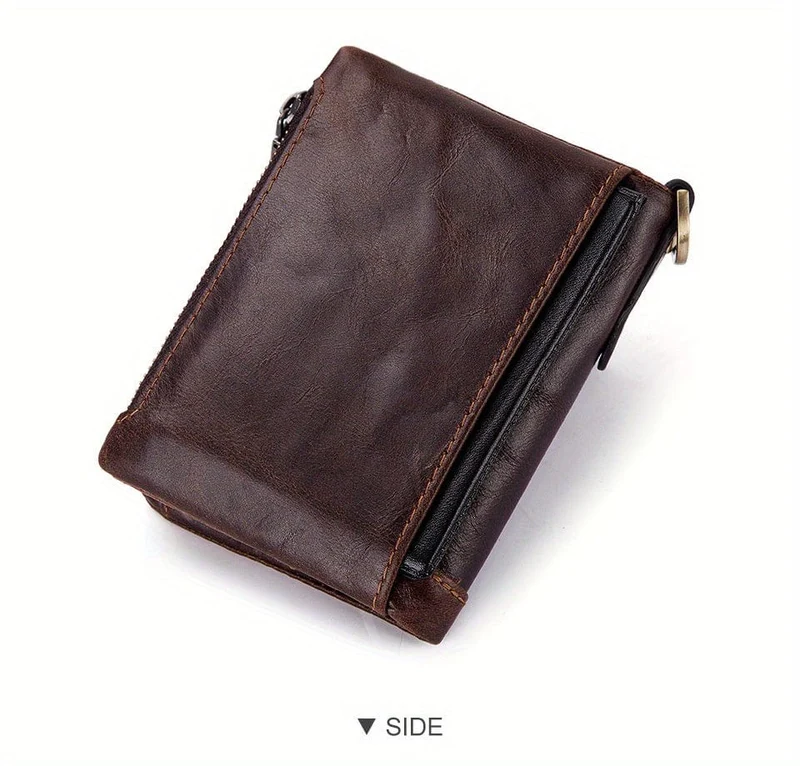 100% echtes Leder RFID Männer Rindsleder Geldbörsen Geldbörse Kleine Mini Karte Halter Kette PORTFOLIO Portomonee Männlichen Brieftasche Tasche