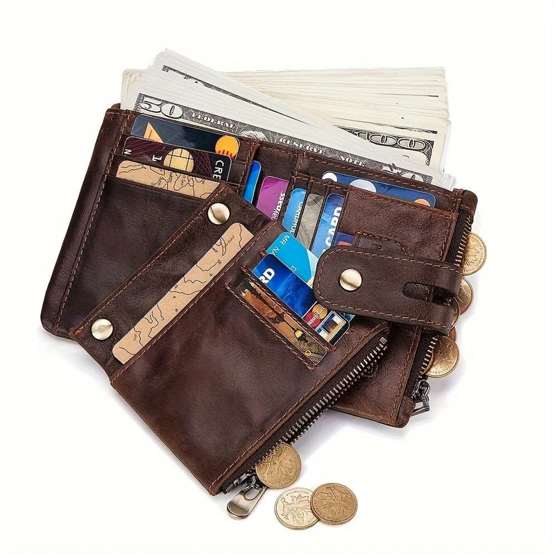 100% echtes Leder RFID Männer Rindsleder Geldbörsen Geldbörse Kleine Mini Karte Halter Kette PORTFOLIO Portomonee Männlichen Brieftasche Tasche