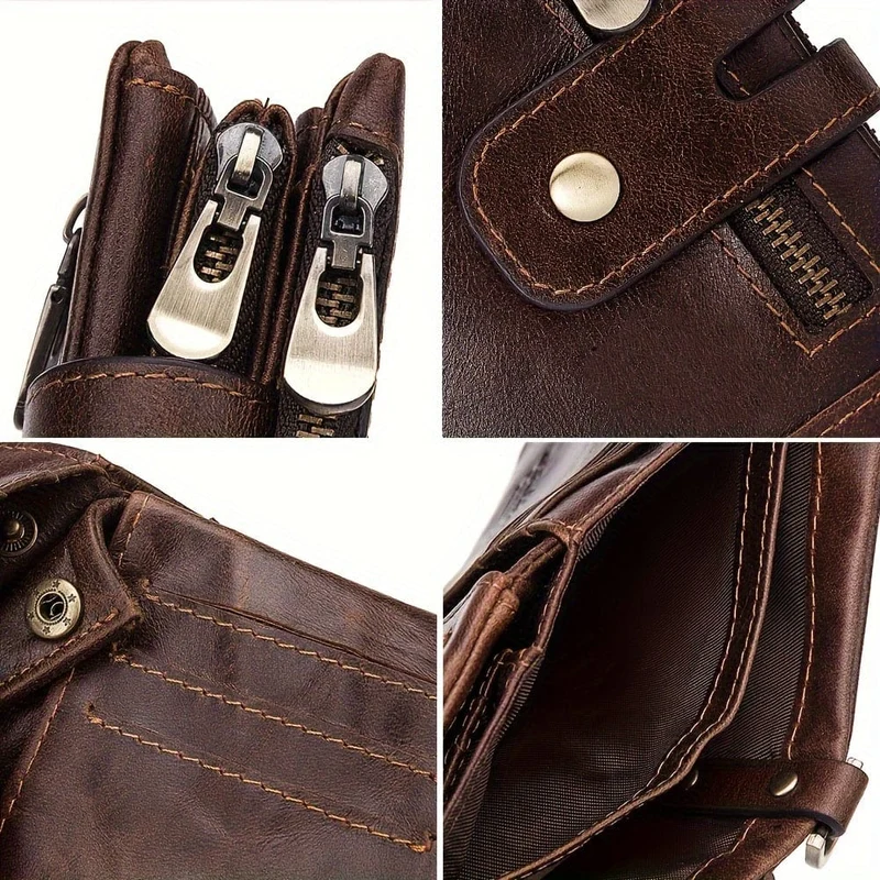 100% echtes Leder RFID Männer Rindsleder Geldbörsen Geldbörse Kleine Mini Karte Halter Kette PORTFOLIO Portomonee Männlichen Brieftasche Tasche