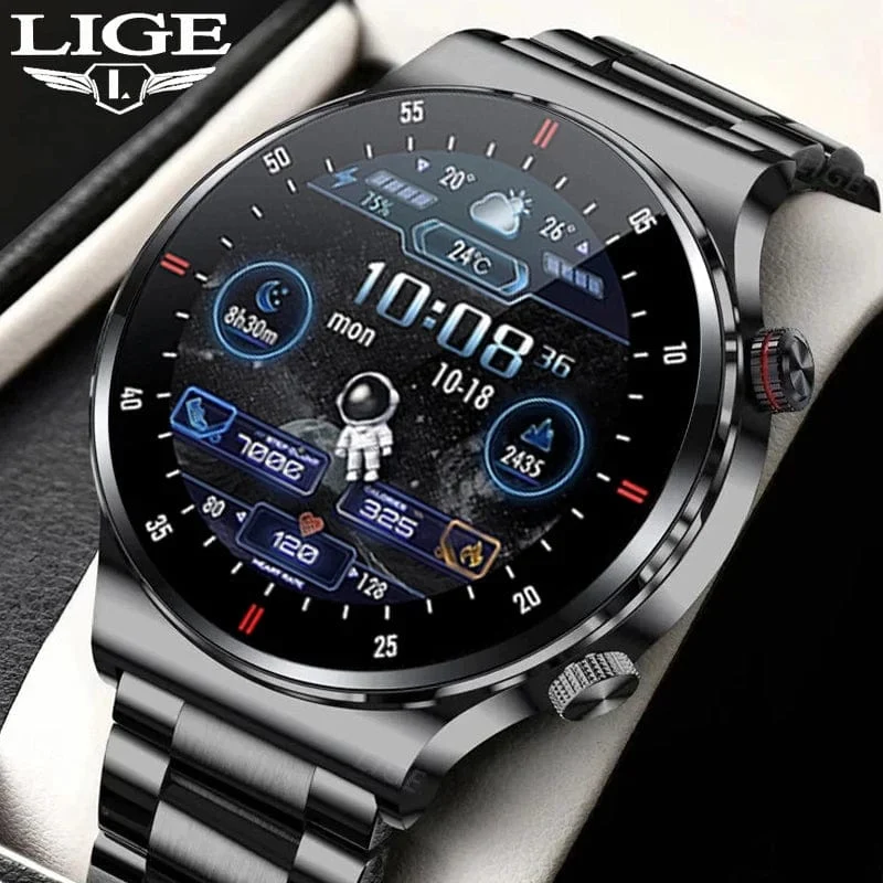 LIGE EKG + PPG Bluetooth Anruf Smart Watch Männer 2024 Sport Smart Armband NFC Wasserdicht Custom Uhren Gesicht Männer Smartwatch für Männer