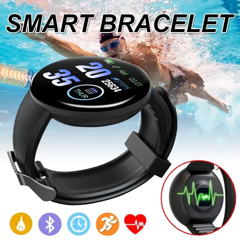 D18 Smart Watch Herren Damen Smartwatch Blutdruck Wasserdichte Digitaluhren Sport Fitness Tracker Uhr für Apple Watch Band