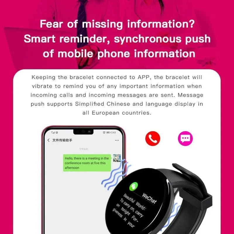 D18 Smart Watch Herren Damen Smartwatch Blutdruck Wasserdichte Digitaluhren Sport Fitness Tracker Uhr für Apple Watch Band