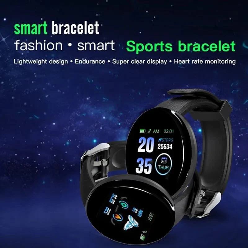 D18 Smart Watch Herren Damen Smartwatch Blutdruck Wasserdichte Digitaluhren Sport Fitness Tracker Uhr für Apple Watch Band