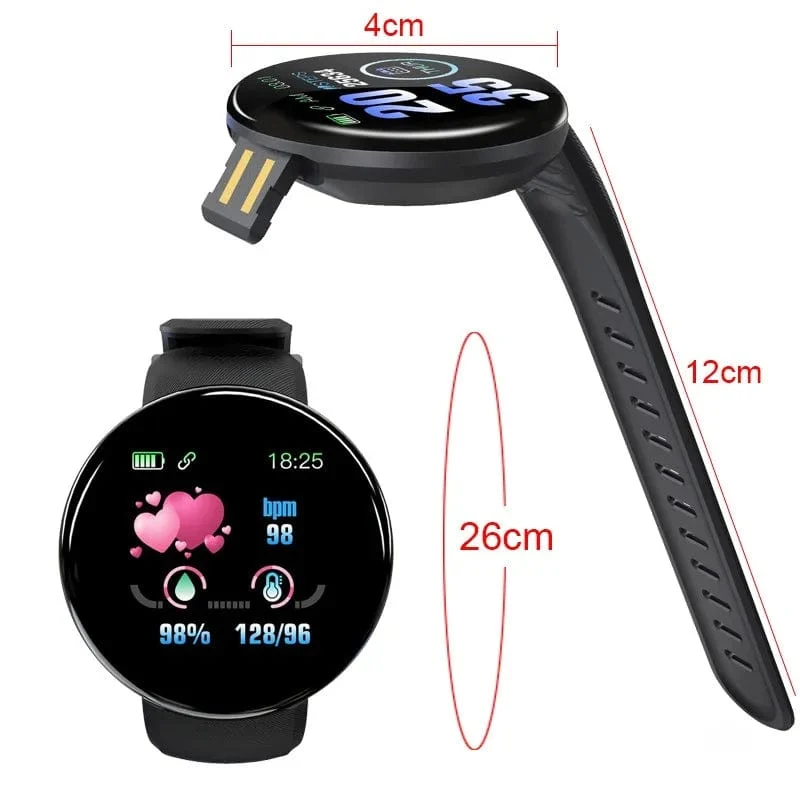 D18 Smart Watch Herren Damen Smartwatch Blutdruck Wasserdichte Digitaluhren Sport Fitness Tracker Uhr für Apple Watch Band