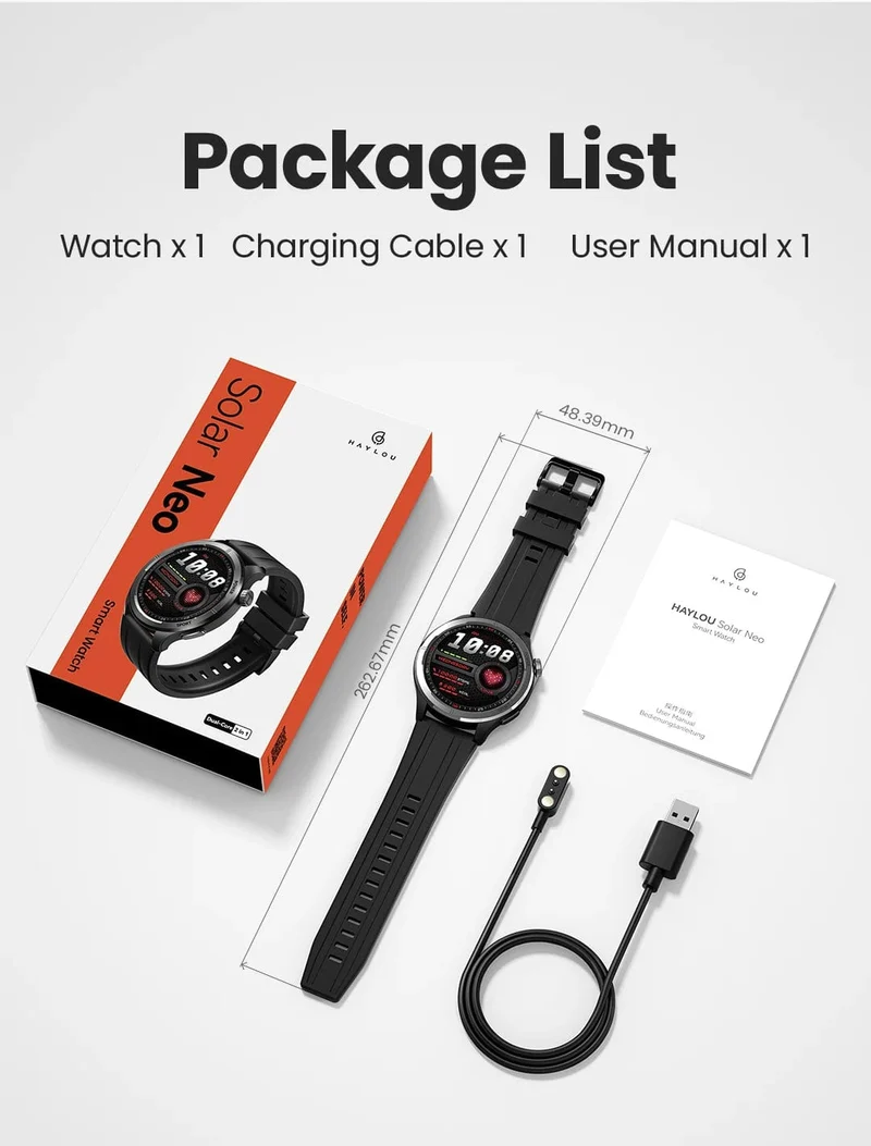 HAYLOU Solar Neo Smart Watch 1.53-Zoll-HD-Display Bluetooth-Anruf 24-Stunden-Gesundheitsüberwachung Smartwatches Herren Damen Smart Sport Watch