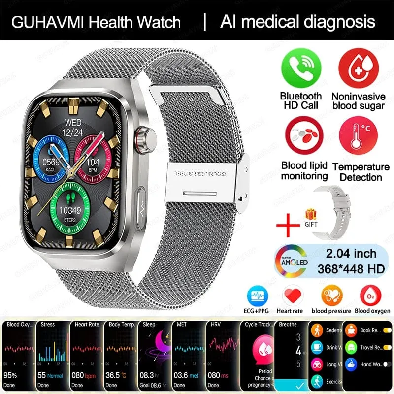 2024 Neue Harnsäure-Blutfett-Smartwatch, EKG, Blutzucker, Herzfrequenz, Blutdruck, Gesundheitsüberwachung, Smart Watch für HUAWEI IOS
