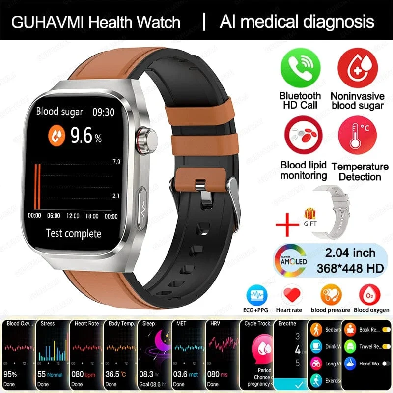 2024 Neue Harnsäure-Blutfett-Smartwatch, EKG, Blutzucker, Herzfrequenz, Blutdruck, Gesundheitsüberwachung, Smart Watch für HUAWEI IOS