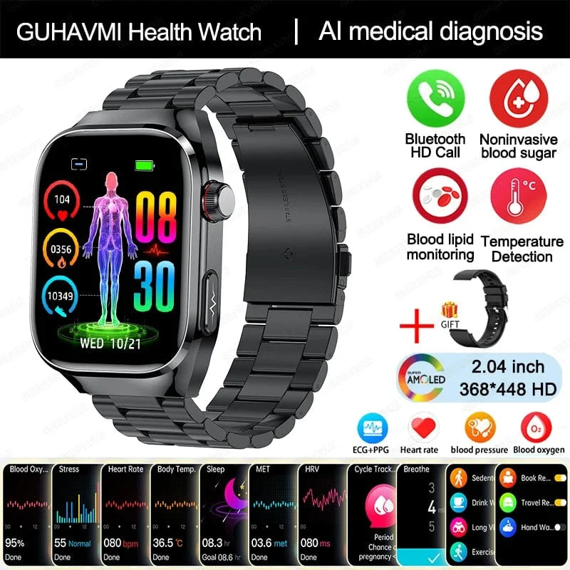 2024 Neue Harnsäure-Blutfett-Smartwatch, EKG, Blutzucker, Herzfrequenz, Blutdruck, Gesundheitsüberwachung, Smart Watch für HUAWEI IOS