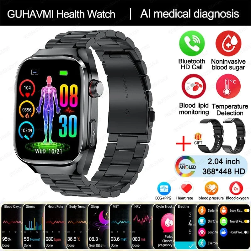 2024 Neue Harnsäure-Blutfett-Smartwatch, EKG, Blutzucker, Herzfrequenz, Blutdruck, Gesundheitsüberwachung, Smart Watch für HUAWEI IOS