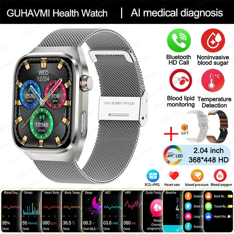 2024 Neue Harnsäure-Blutfett-Smartwatch, EKG, Blutzucker, Herzfrequenz, Blutdruck, Gesundheitsüberwachung, Smart Watch für HUAWEI IOS