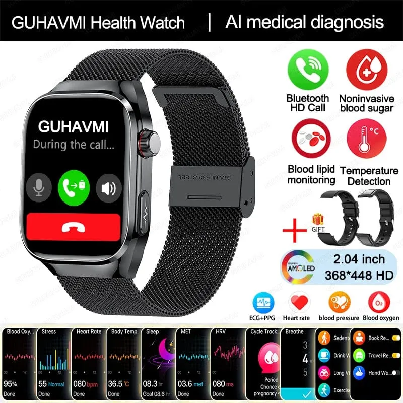 2024 Neue Harnsäure-Blutfett-Smartwatch, EKG, Blutzucker, Herzfrequenz, Blutdruck, Gesundheitsüberwachung, Smart Watch für HUAWEI IOS